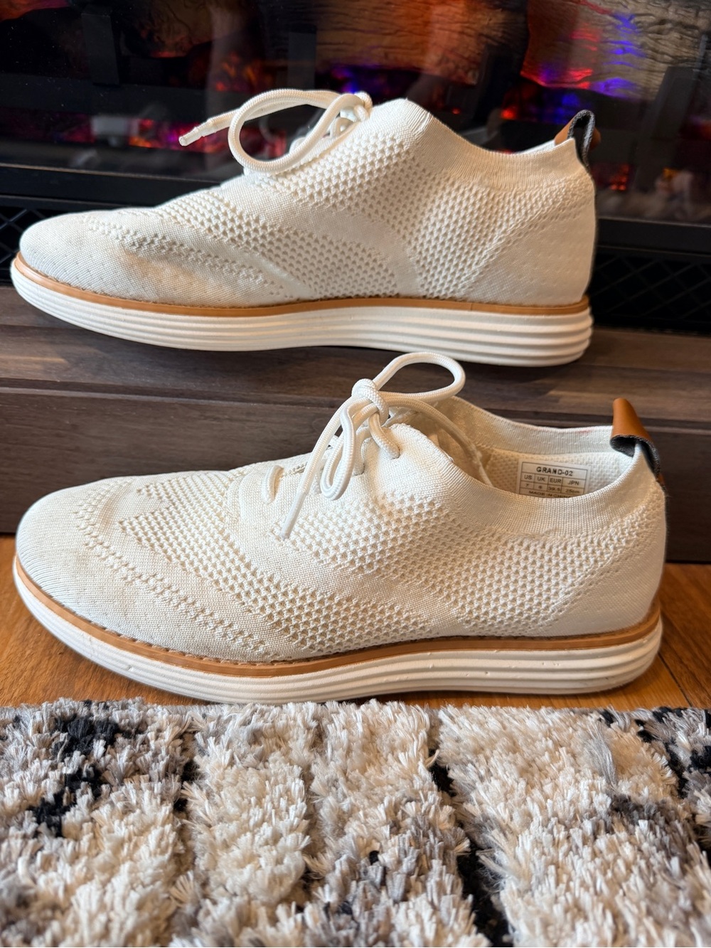 Bruno Marc Casual Knit Derby Oxfords in Cream by Cole Haan